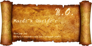 Mazák Oszlár névjegykártya
